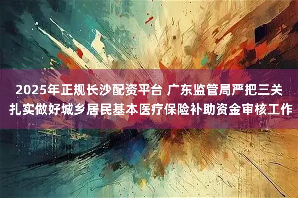2025年正规长沙配资平台 广东监管局严把三关 扎实做好城乡居民基本医疗保险补助资金审核工作